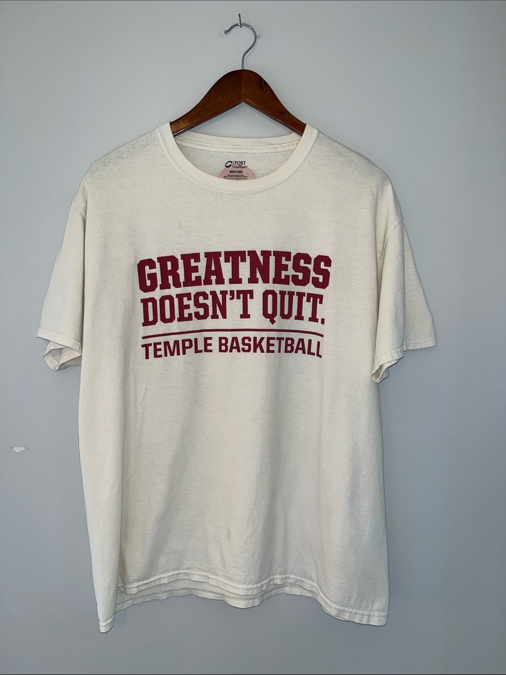 Temple Basketball 'Greatness Doesn't Quit' Short Sleeve T-Shirt - White